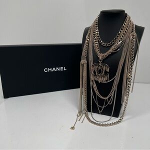 Chanel CC Multilayer  Metal Necklace Choker With Box